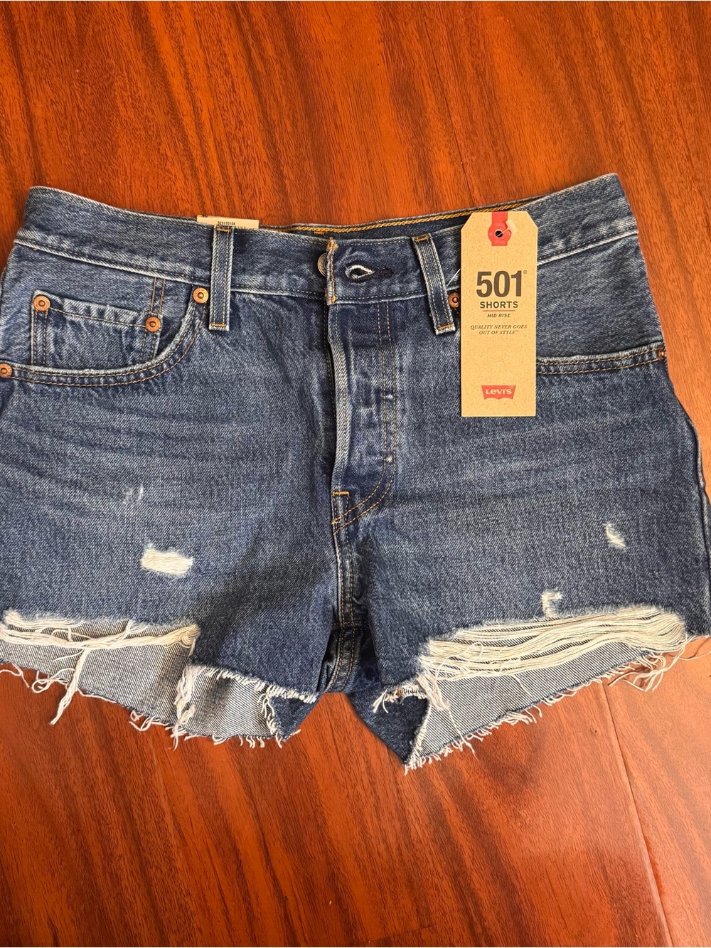 Levi's Distressed Denim Jean Shorts - Blue